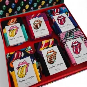 NWT Happy Socks x The Rolling Stones 6-Pack Women's Collector's Gift Box Set